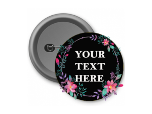 Customized Your Name Badge With Background Black With Flower