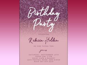 Glitter Birthday card A4 Size